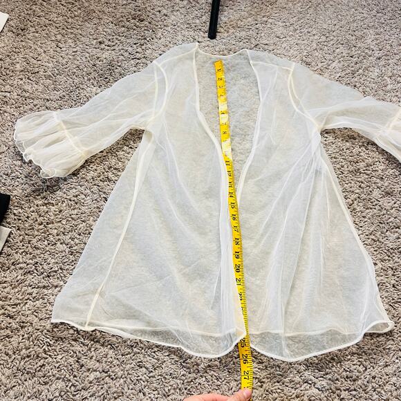 Vintage Delicates White Sheer Sleep Lingerie Sleep Top OS - Picture 2 of 4